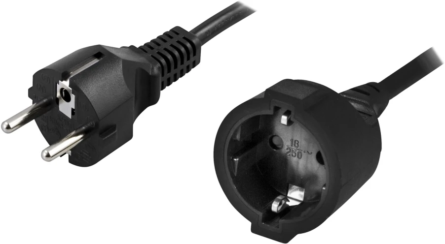 DELTACO kabelis CEE 7/7 į CEE 7/4 (Schuko) , 5m juodas DEL-112T