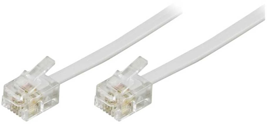 DELTACO telefono kabelis RJ11-RJ11, 2 m, baltas