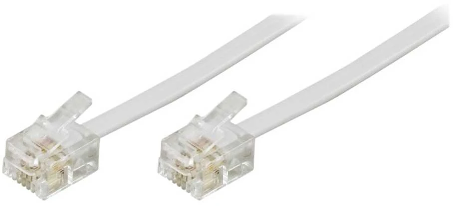 DELTACO telefono kabelis RJ11-RJ11 vyriškas / vyriškas 5m, baltas
