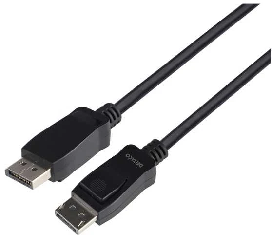 DisplayPort kabelis DELTACO 1m, 8K, DP 1.4, DSC 1.2, LSZH, juodas / DP8K-1010-LSZH