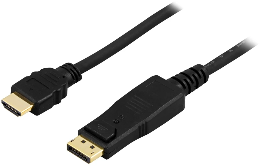 Kabelis DELTACO DisplayPort prie HDMI, Ultra HD 30Hz, 5m, juodas / DP-3050