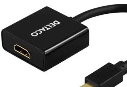 Deltaco DP-HDMI1, 0.18 m, mini DisplayPort 20-pin, HDMI 19-pin, vyriškas, moteriškas, aukso