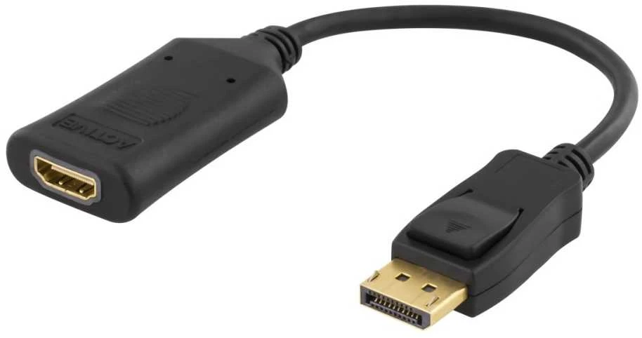 DELTACO DisplayPort į HDMI 2.0b adapteris, 4K in 60Hz, aktyvus, HDCP 2.2, 3D, 0.1m, juodas DP-HDMI32