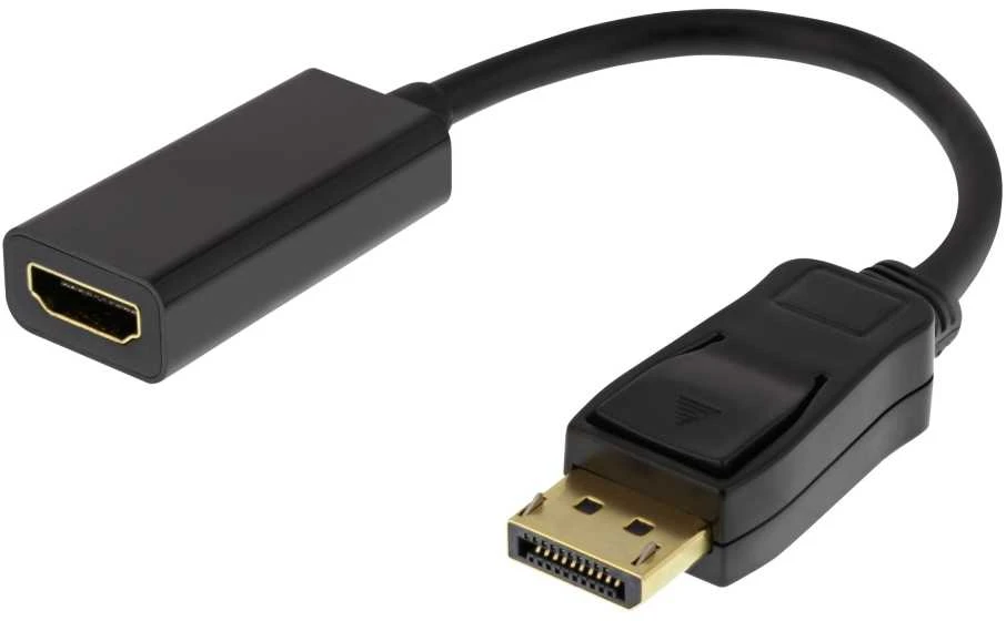 DELTACO DP į HDMI adapteris, dviejų režimų (DP ++), 3840x2160 prie 60Hz, 0.2m, juodas / DP-HDMI43