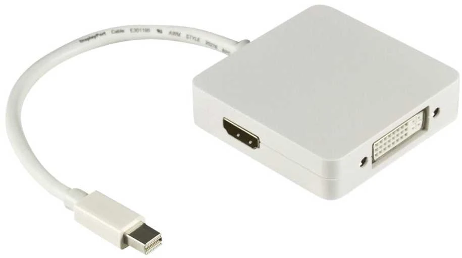 DELTACO Adapteris Mini DisplayPort - DVI / HDMI / DisplayPort, Baltas / DP-MULTI1