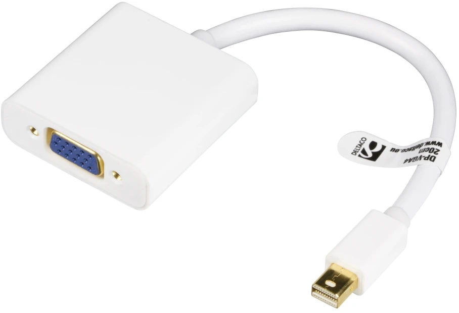 Adapteris DELTACO DisplayPort į VGA adapteris, 0,2m, baltas DP-VGA4
