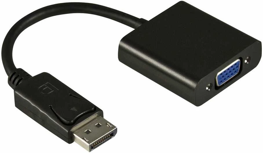 DELTACO DisplayPort į VGA adapteris, Full HD 60Hz, Juodas, 0,2m, 20 kontaktų ha - 15 kontaktų ho / DP-VGA7