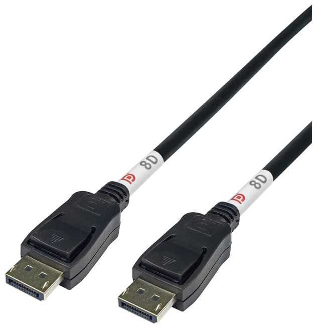 DisplayPort kabelis DELTACO, DP 2.1, 8K, DP80, 1m, juodas / DP80-1010 / 1902629