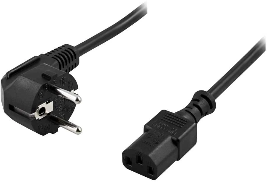 Kabelis DELTACO CEE 7/7 to straight IEC 60320 C13, max 250V / 10A, 0.5m, juodas / DEL-109-50