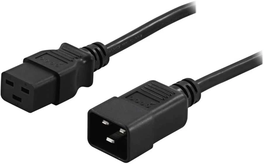 įžemintas prietaisas / pratęsimo kabelis, tiesus IEC 60320 C19 tiesiai IEC 60320 C20 , maksimalus 250V / 16A, 3m DELTACO juodas / DEL-112PA