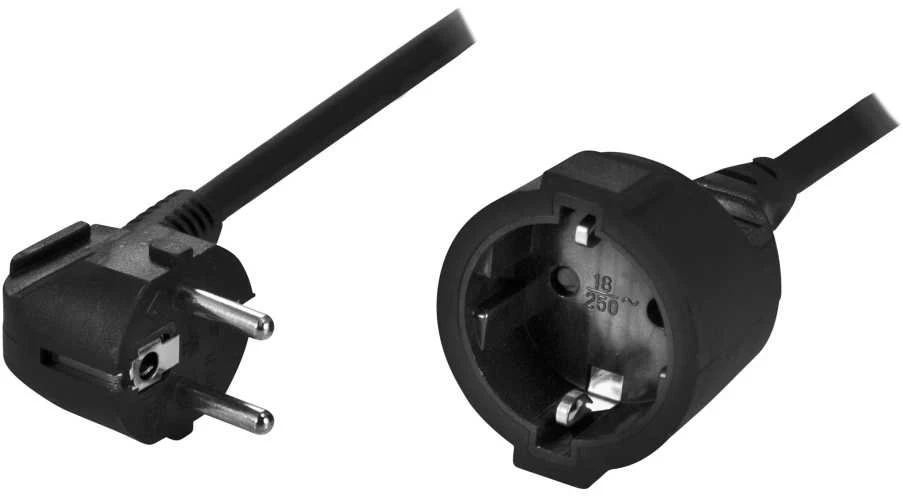 Kabelis DELTACO CEE 7/7 į CEE 7/4 (Schuko), 2.0m, juodas / DEL-112B