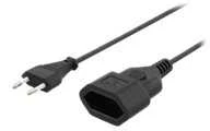 DELTACO neįžemintas kabelis, CEE 7/16 iki IEC 60906-1, 250V/2.5A 1m, juodas / DEL-109AC