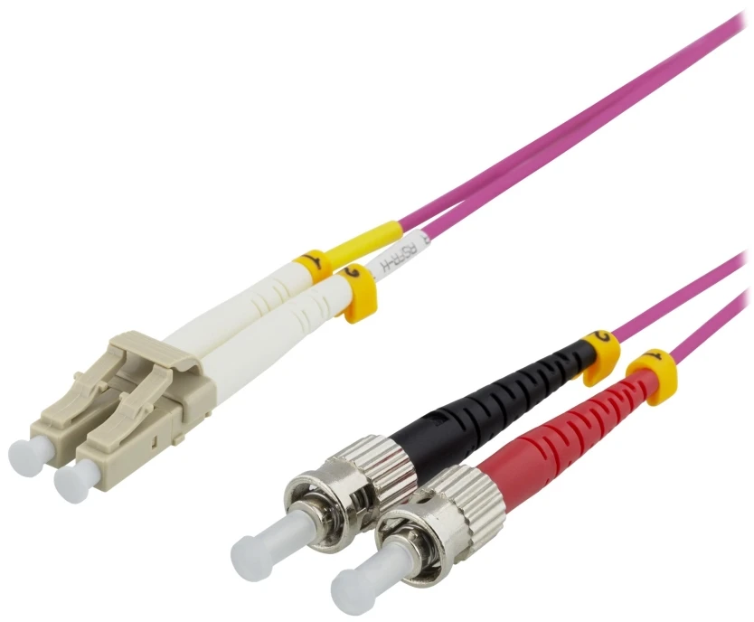 Optinis kabelis, 3 m, LC-ST dvipusis, 50/125, rožinis DELTACO / LCST-73