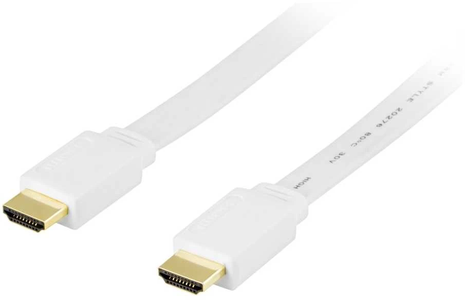 DELTACO plokščias HDMI kabelis 4K, UltraHD, 60Hz, 0.5m 19-pin ha-ha, baltas HDMI-1005H
