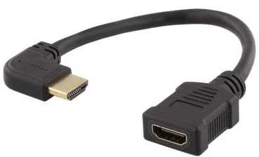 Lankstus HDMI adapteris, 0,2 m, kairinis kampas, HDMI M / F, UHD DELTACO juodas / HDMI-21C