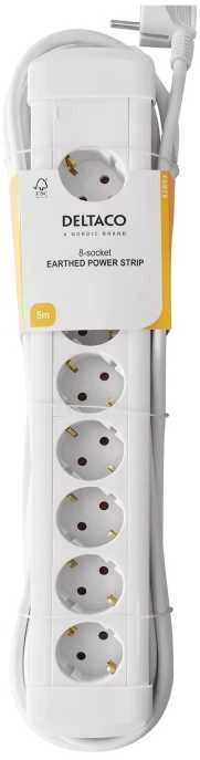 Deltaco GT-0801, 5 m, Vidinis, F tipas, EF tipas (CEE 7/7), Kampinis, Baltas
