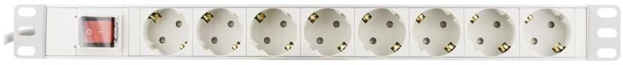DELTACO ilgiklis 8xCEE 7/4, 1xCEE 7/7 , 19 "1U, 3m, baltas GT-8531W