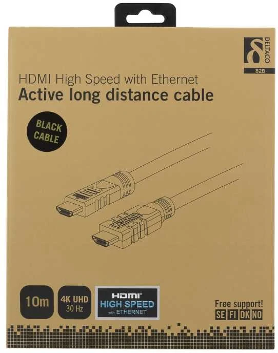 DELTACO aktyvus HDMI kabelis, 4K, Ultra HD, HDMI Type A ha, 10m, juodas / HDMI-1100