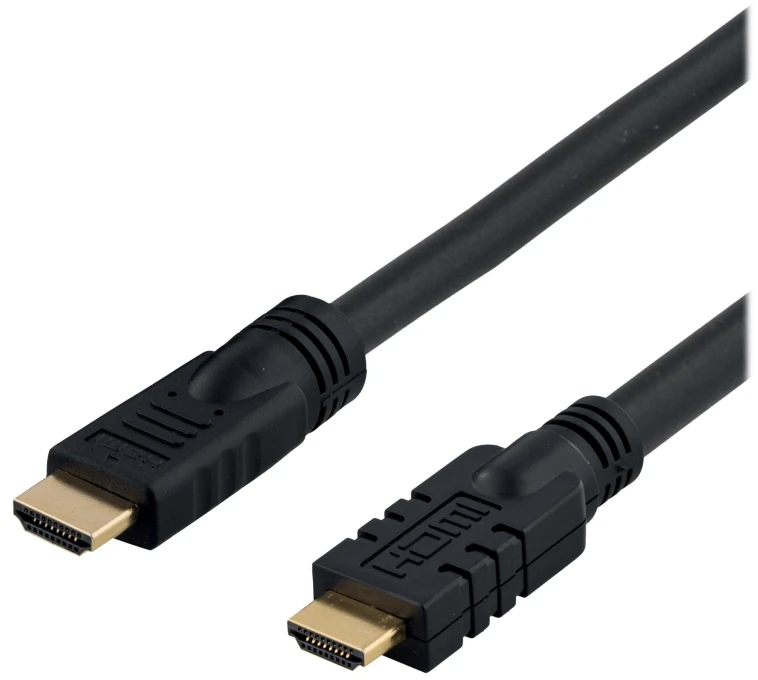 DELTACO aktyvus HDMI laidas, 4K, Ultra HD, HDMI Type A ha, auksinis dengtas, 20m, juodas / HDMI-1200