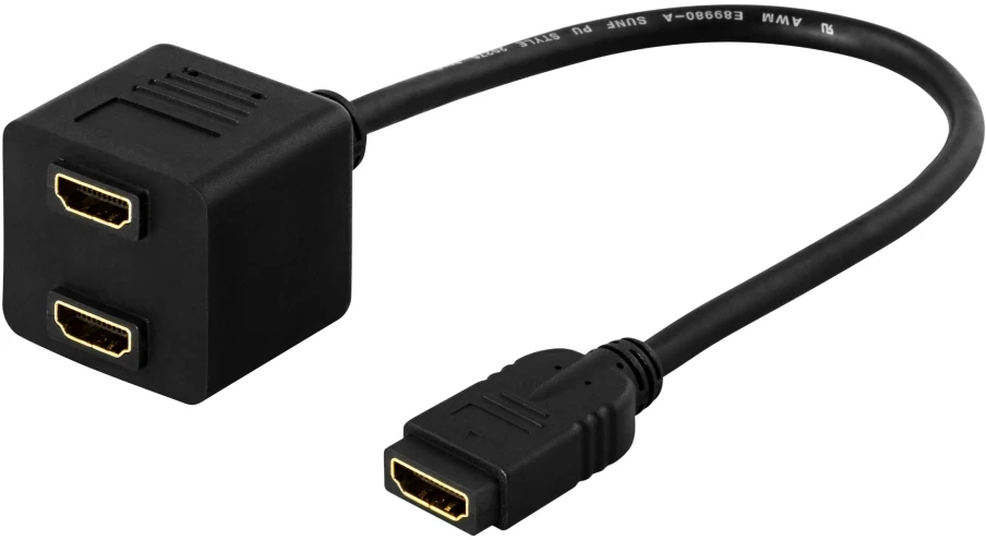 DELTACO HDMI adapteris, 1xHDMI - 2xHDMI, 19-kontaktų, juodas DELTACO / HDMI-13