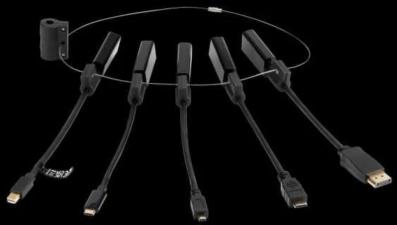 HDMI adapterių rinkinys su saugos trosu