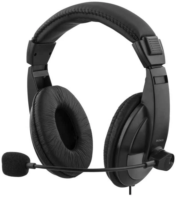 DELTACO USB stereo ausinės, 40 mm, 32 omų, 20Hz-20kHz, 96dB ± 3dB, juodos / HL-57