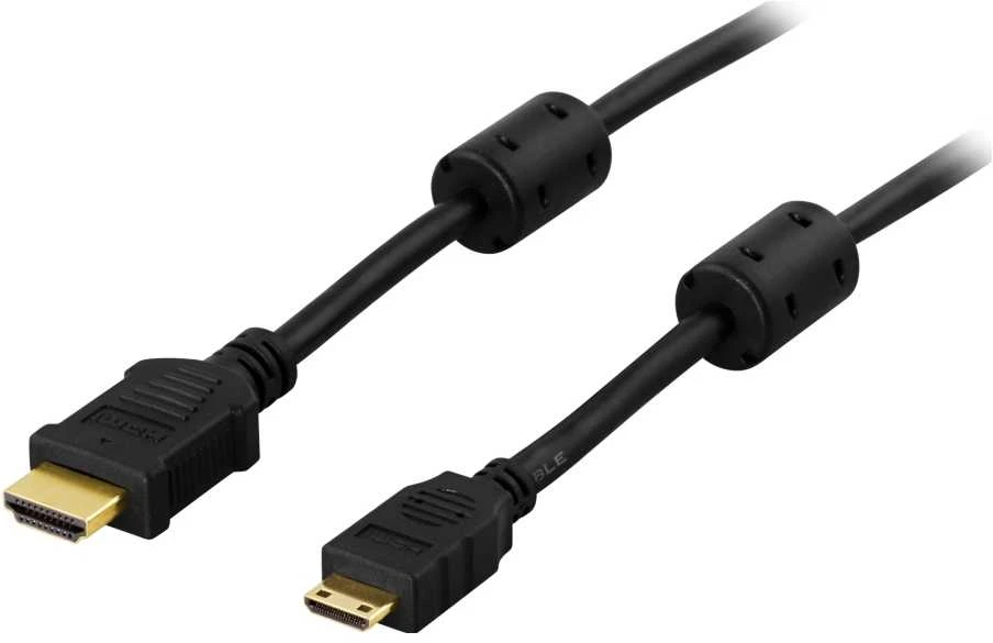 Juodas HDMI - Mini HDMI kabelis su feritiniais filtrais