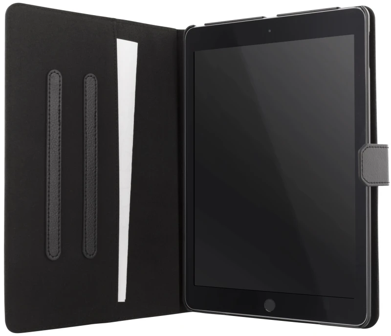 „DELTACO iPad 9.7“ (2017/2018) dėklas, veganiškos odos, atrama, juoda IPD-2017-2