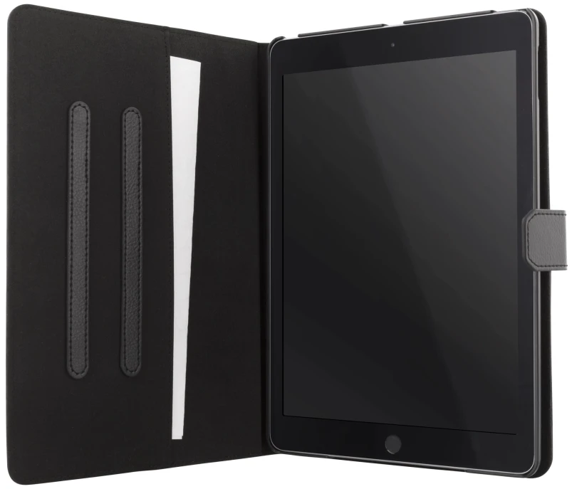 „DELTACO iPad 9.7“ (2017/2018) dėklas, veganiškos odos, atrama, juoda IPD-2017-2
