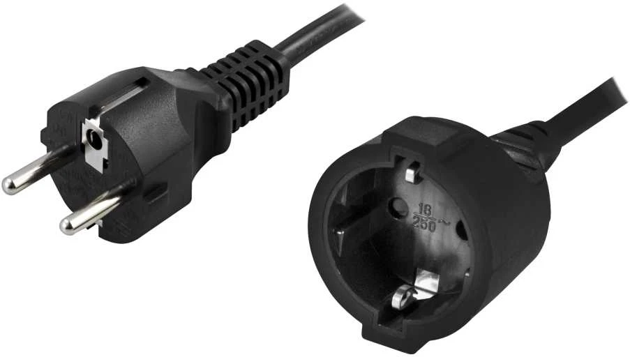DELTACO kabelis CEE 7/7 į CEE 7/4 (Schuko) , 3m juodas / DEL-112S