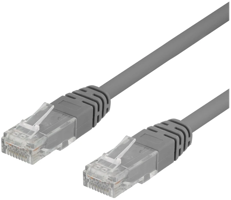 DELTACO U / UTP Cat6 patch kabelis, 0.3m, 250MHz, Delta-certified, LSZH, pilkas TP-603
