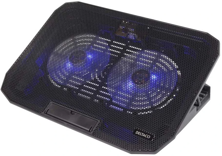 Nešiojamo kompiuterio aušintuvas DELTACO 15.6", 2x120mm, LED šviesos, juodas / LTC-100
