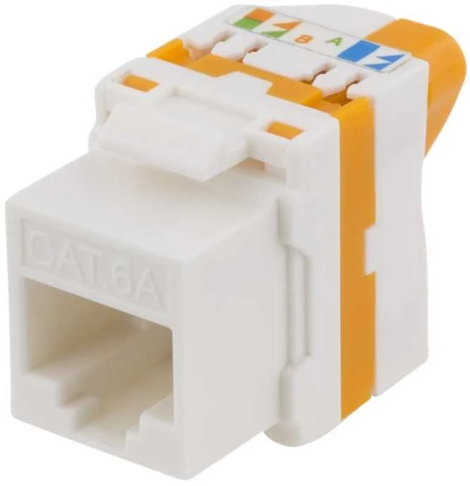 Cat6A "Keystone" lizdas, plastikinis DELTACO baltas / oranžinis / MD-123