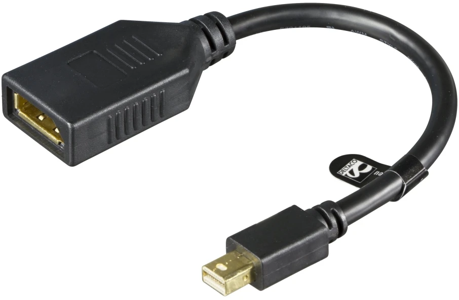 Deltacoimp DELTACO adapteris, Mini DisplayPort 20 kontaktų - DisplayPort 20 kontaktų, Ultra HD 30Hz, 0,2m, juodas / MDP-DP1