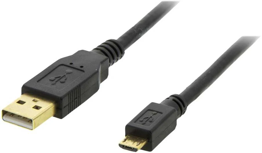 Mob. telefono kabelis DELTACO USB 2.0 "A-micro B", 1.0m, juodas / MICRO-101