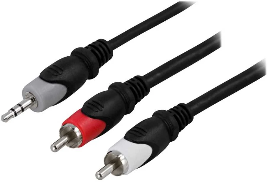 3,5 mm į RCA garso kabelio jungtys