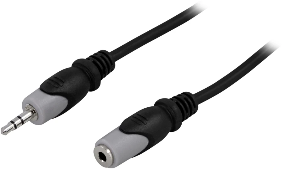 Deltaco MM-158, 3,5 mm, kištukas, 3,5 mm, lizdas, 0,5 m, juodas