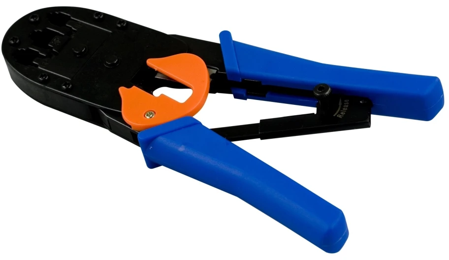 Modulinis įrankis, skirtas 4/6/8-pin, su pjaustytuvu / nuėmikliu, metalo / plastiko DELTACOIMP mėlynos / juodos / oranžinės spalvos / VK-16