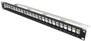 DELTACO 19 "Keystone patch panelė, 24 jungtys, 1U, įžeminimo kabelis, metalinis, juodas / PAN-214