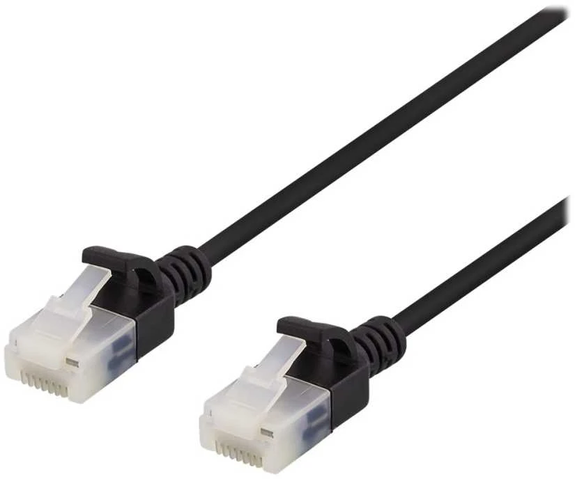 U/UTP Cat6a jungiamasis kabelis DELTACO, plonas, 3,5 mm skersmens, 0,3 m, juodas / UUTP-1007