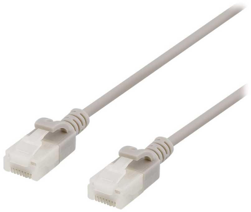 DELTACO U/UTP Cat6a tinklo kabelis, plonas, 3,5 mm skersmens, 3 m, pilkas
