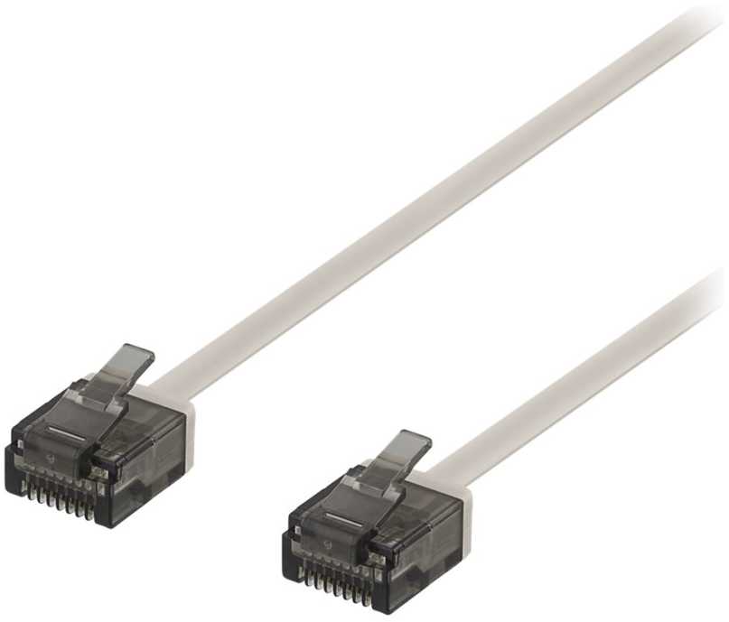 DELTACO U/UTP Cat6a jungiamasis kabelis, plokščias, 1,5 m, 1 mm storio, pilkas