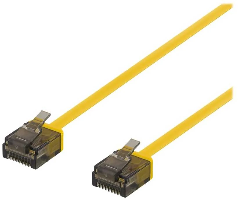 U/UTP Cat6a kabelis DELTACO, plokščias, 0,5 m, 1 mm, geltonas / UUTP-2013