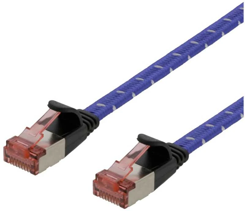 DELTACO Tough Flat CAT.6A U/FTP Komutacinis kabelis, 28AWG, 1m, mėlynas