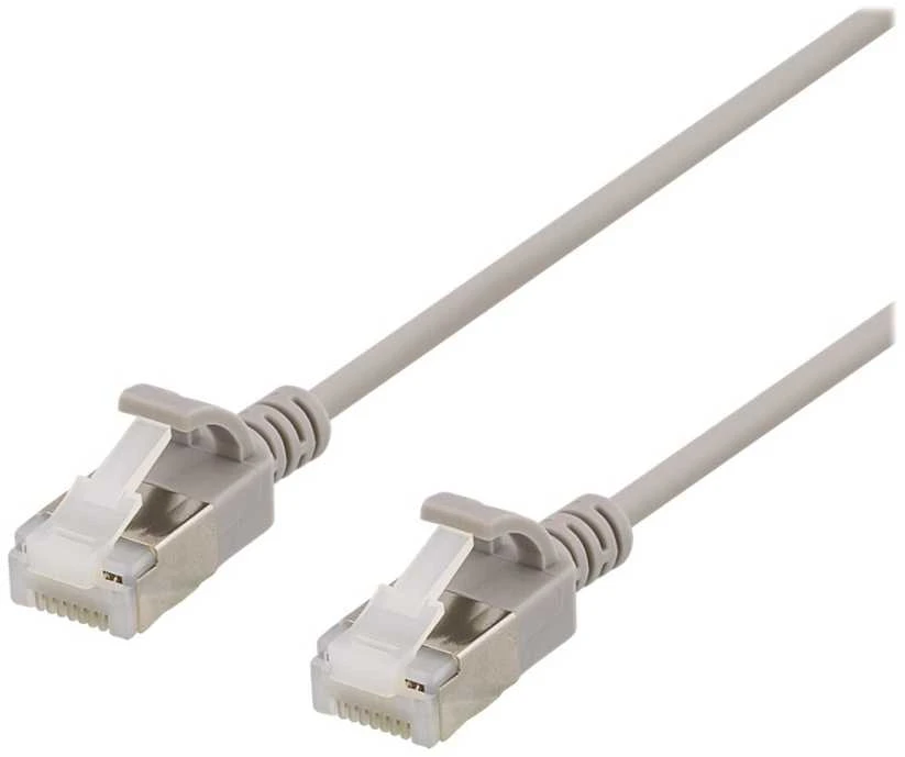 DELTACO U/FTP Cat6a jungiamasis kabelis, plonas, 3,8 mm skersmens, 1 m, pilkas