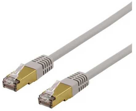 DELTACO S/FTP Cat6a tinklo kabelis, delta cert, LSZH, 0,5 m, pilkas