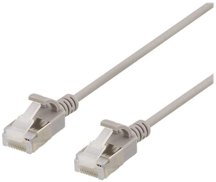 DELTACO U/FTP Cat6a jungiamasis kabelis, plonas, 3,5 mm skersmens, 0,3 m, pilkas
