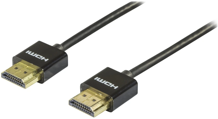 DELTACO plonas HDMI kabelis, HDMI didelės spartos su Ethernet, 2 m, juodas