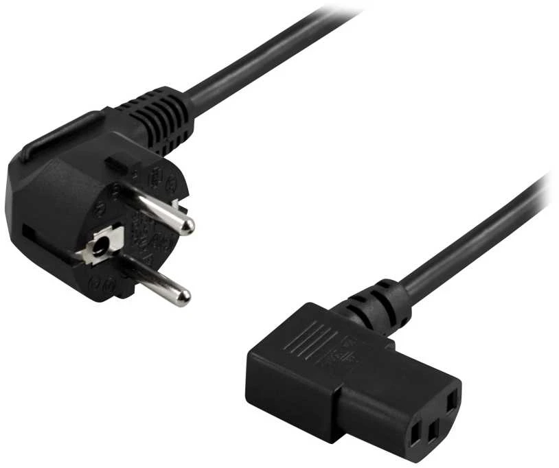 DELTACO įžemintas kabelis, kampinis CEE 7/7, IEC 60320 C13, 10m, 250V / 10A, juodas / DEL-111D