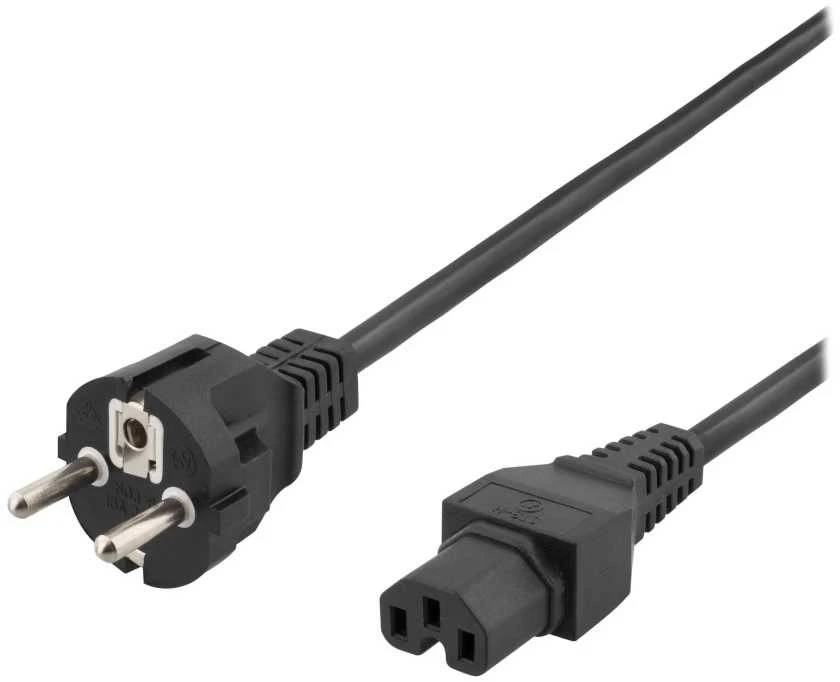 DELTACO maitinimo laidas CEE 7/7 - IEC C15, 2m, juodas DEL-117B